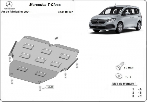 Steel skid plate for Mercedes T-Classe