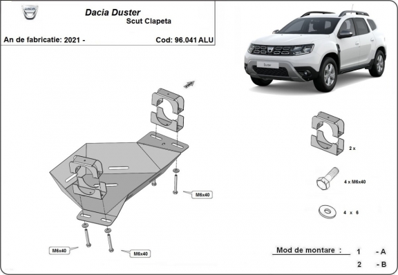 Aluminium EGR valve skid plate  for Dacia Duster 