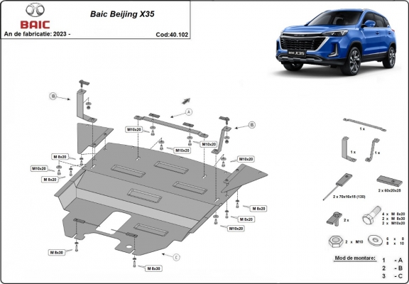 Steel skid plate for Baic Beijing X35