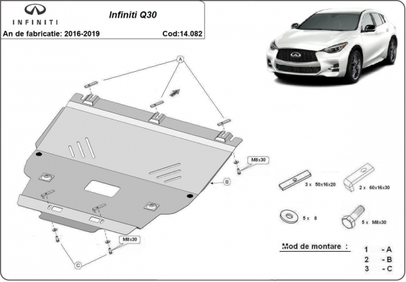 Steel skid plate for Infiniti Q30