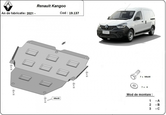 Steel skid plate for Renault Kangoo