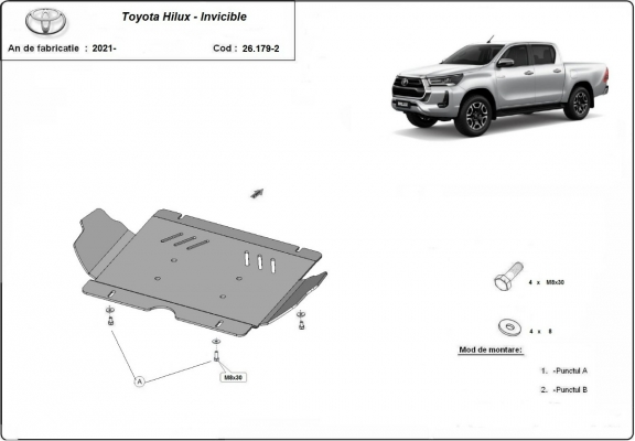 Steel skid plate for Toyota Hilux Invincible