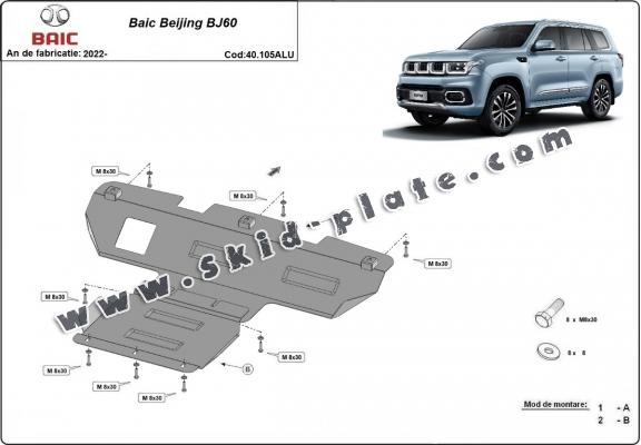Aluminum gearbox skid plate for Baic Beijing BJ60