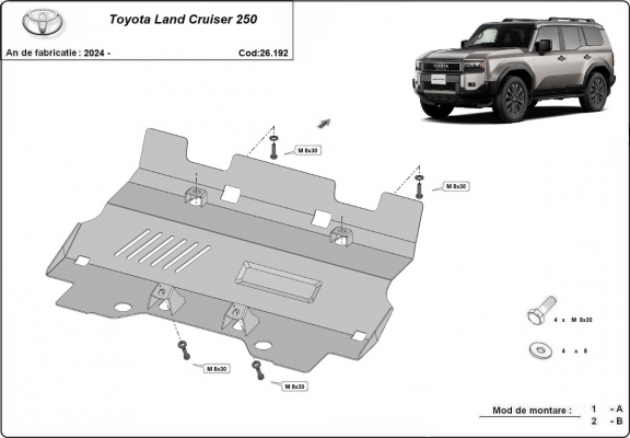 Steel radiator skid plate for Toyota Land Cruiser 250