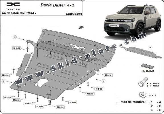 Steel skid plate for Dacia Duster - 4x2