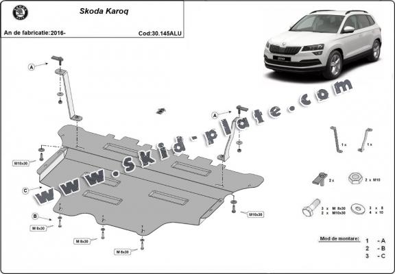 Aluminum skid plate for Skoda Karoq