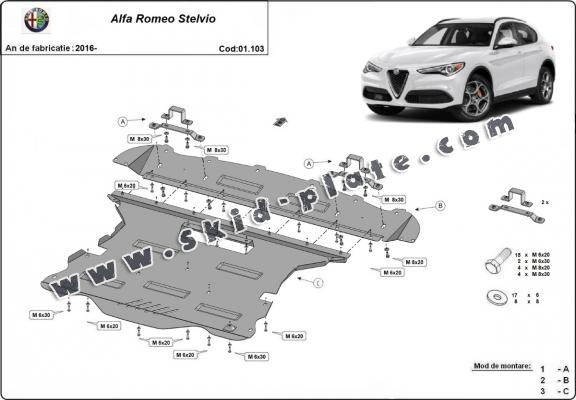 Steel skid plate for Alfa Romeo Stelvio