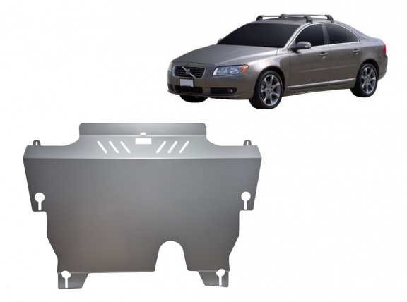 Aluminum skid plate for the protection of the engine and the gearbox for Volvo S80
