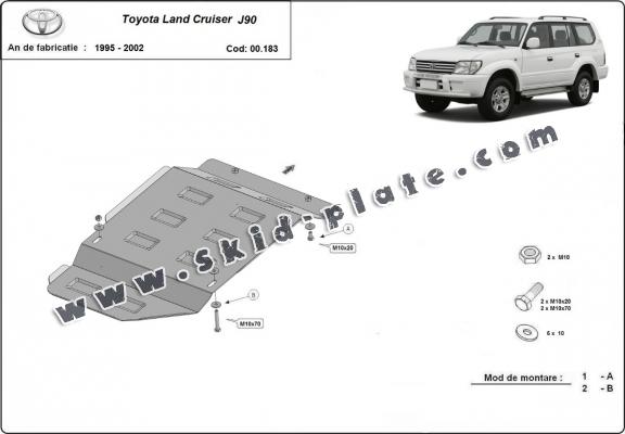 Steel gearbox skid plate for Toyota Land Cruiser J90 - only for 3 doors model
