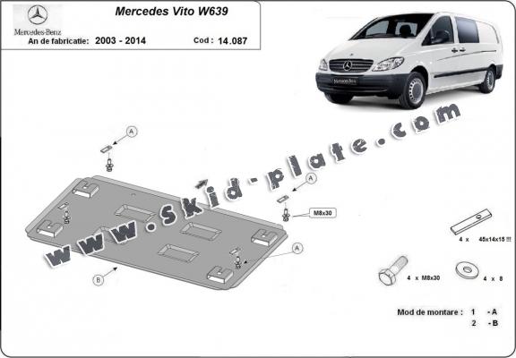 Steel skid plate for  Mercedes Vito W639 - 2.2 D 4x2, 4x4