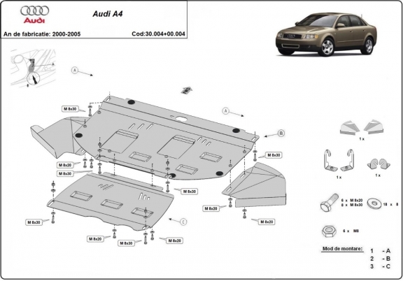 Steel skid plate for Audi A4 B6 - promotional package
