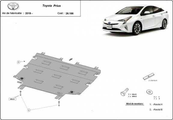 Steel skid plate for Toyota Prius