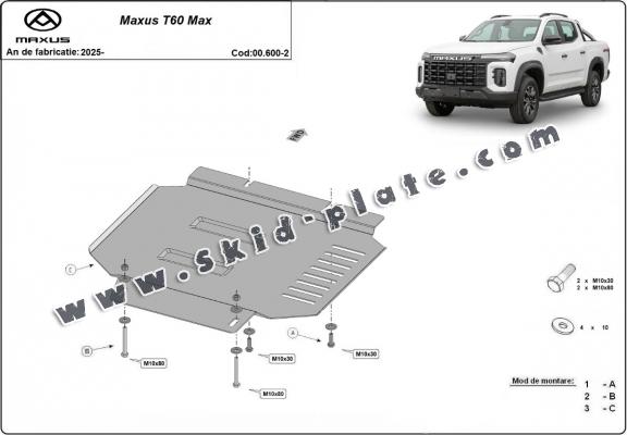 Steel transfer case skid plate for Maxus T60 Max