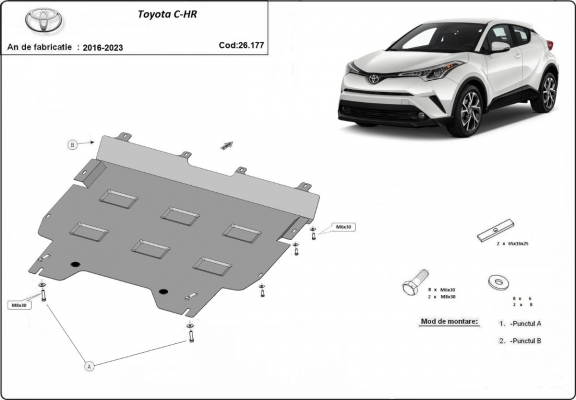 Steel skid plate for Toyota C-HR