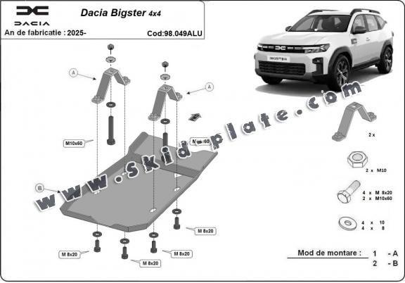 Aluminum diferential skid plate for Dacia Bigster 4x4 Aluminum diferential skid plate for Dacia Bigster 4x4