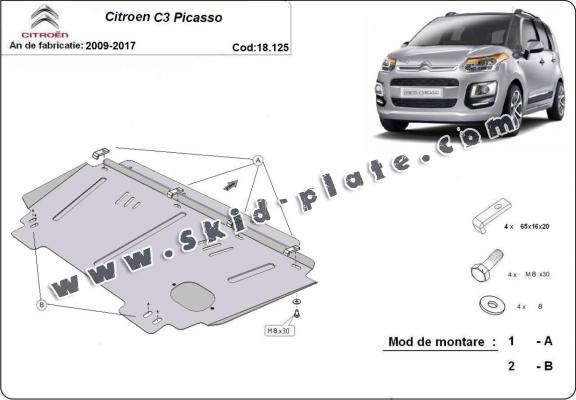 Steel skid plate for Citroen C3 Picasso