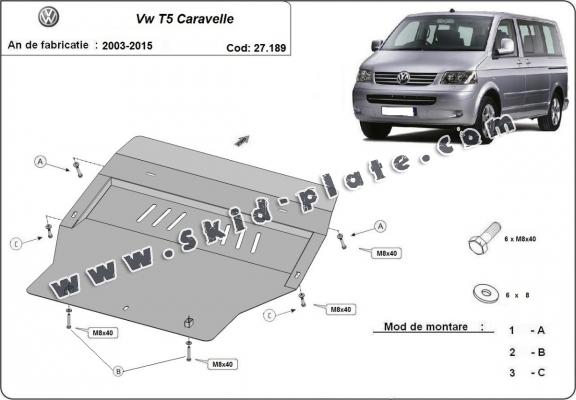 Steel skid plate for Volkswagen T5 Caravelle 