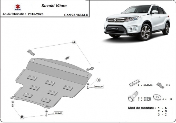 Aluminum skid plate for Suzuki Vitara