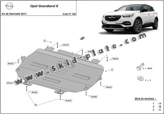 Steel skid plate for Opel Grandland X