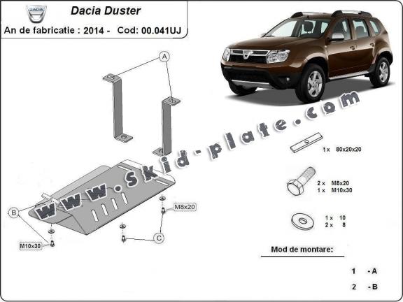 Aluminum diferential skid plate for Dacia Duster 4x4