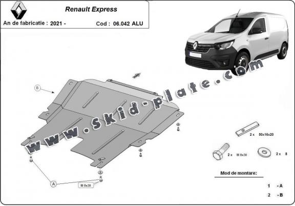 Aluminum skid plate for Renault Express