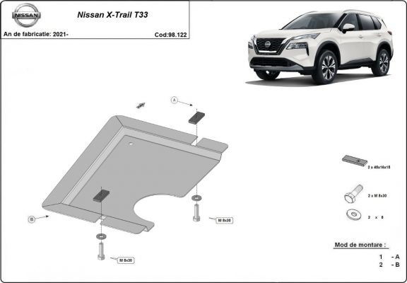 Steel diferential skid plate for Nissan X Trail