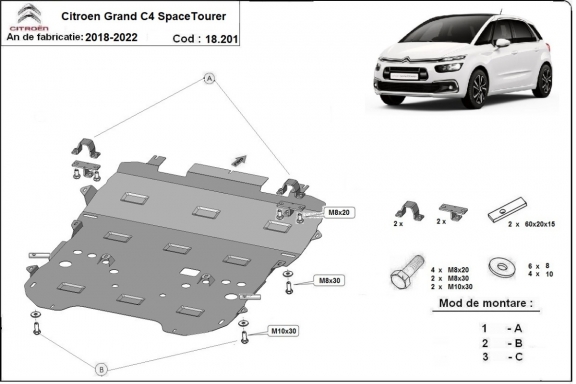 Steel skid plate for Citroen Grand C4 SpaceTourer