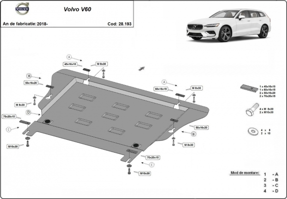 Steel skid plate for Volvo  V60
