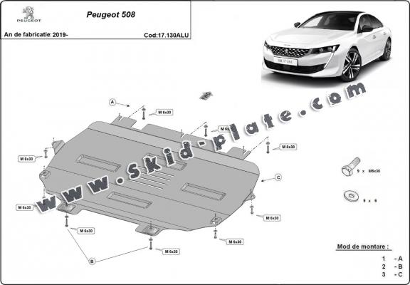 Aluminium skid plate for Peugeot 508