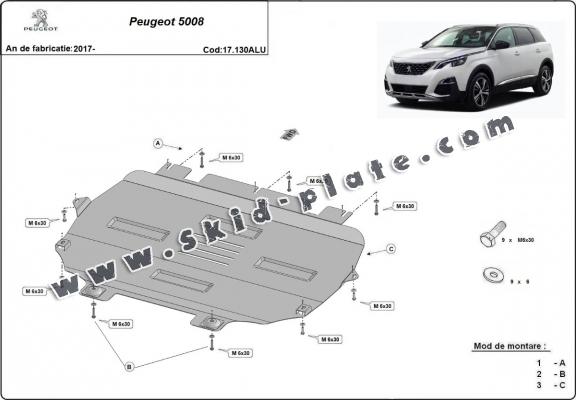 Aluminium skid plate for Peugeot 5008