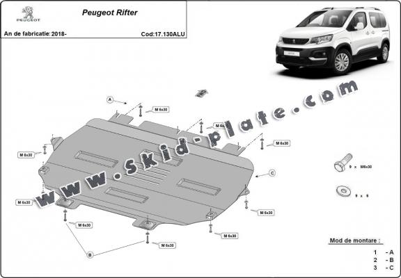 Aluminium skid plate for Peugeot Rifter