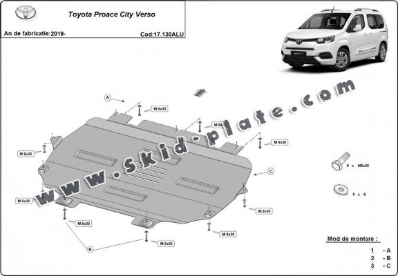 Aluminium skid plate for Toyota Proace City Verso