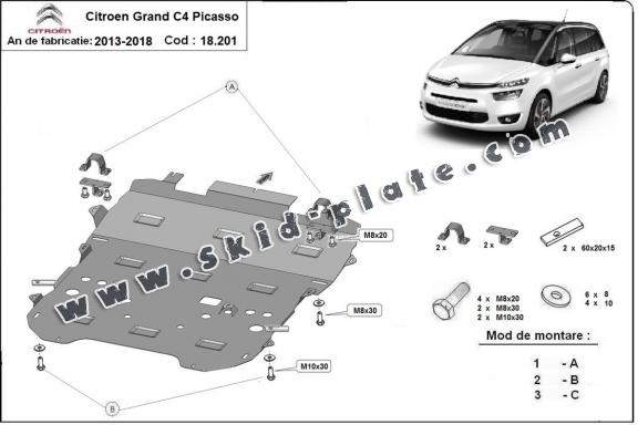 Steel skid plate for Citroen C4 Picasso