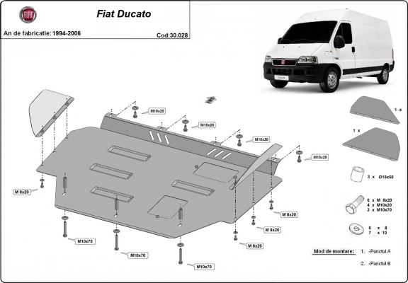 Steel skid plate for Fiat Ducato
