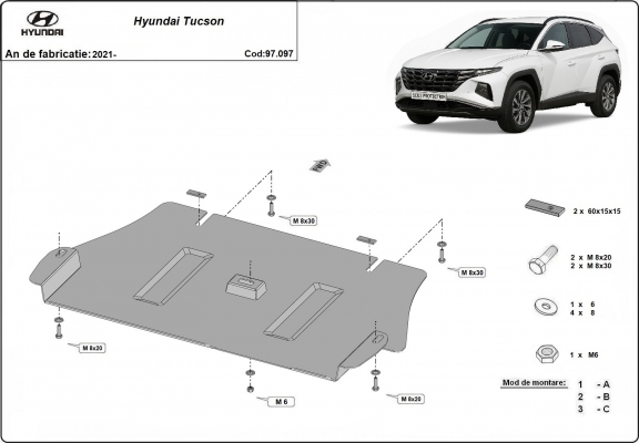 Steel skid plate for Hyundai Tucson