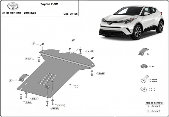 Steel catalytic converter guard/cat lock for Toyota C-HR