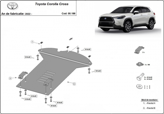 Steel catalytic converter plate/cat lock for Toyota Corolla Cross