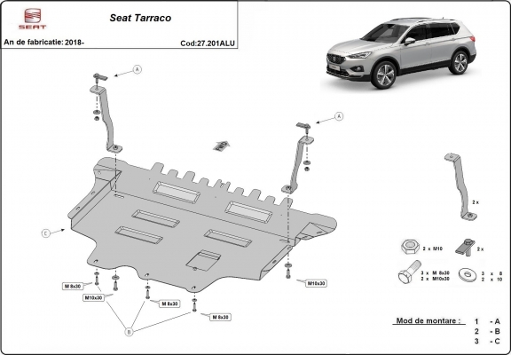 Aluminumskid plate for Seat Tarraco