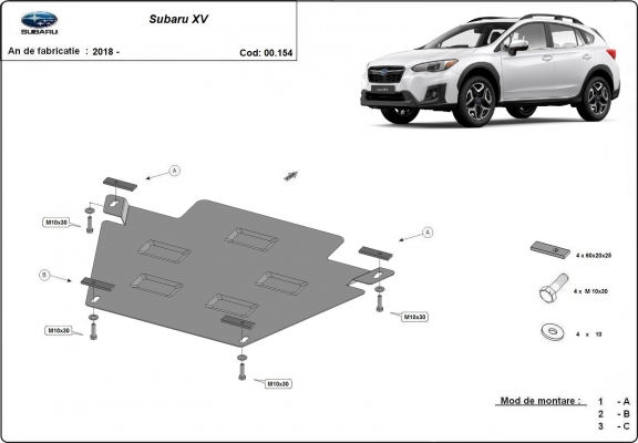 Steel gearbox skid plate Subaru XV