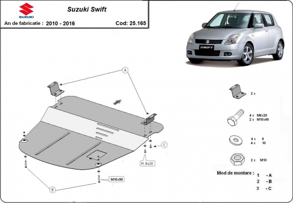 Steel skid plate for Suzuki Swift 3