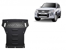 Steel skid plate for the protection of the engine and the radiator for Mitsubishi Pajero 4 (V80, V90)