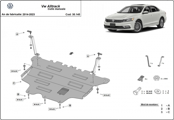 Steel skid plate for VW Passat Alltrack - manual gearbox