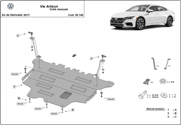 Steel skid plate for VW Arteon  - manual gearbox