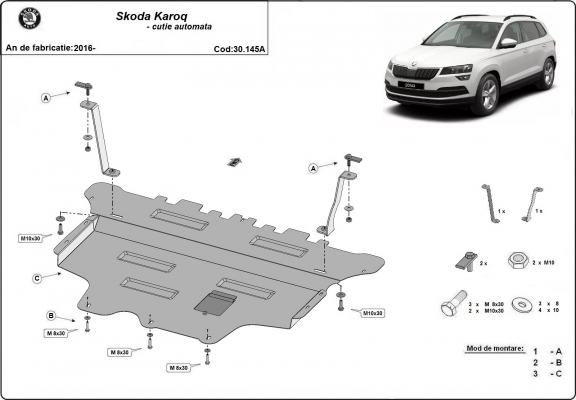 Steel skid plate for Skoda Karoq - automatic gearbox