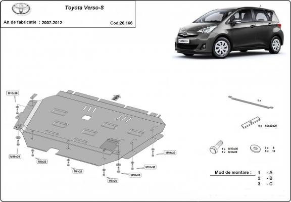 Steel skid plate for Toyota Verso