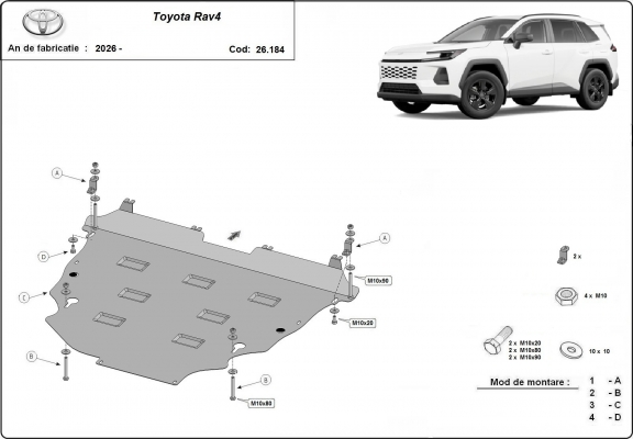 Steel skid plate for Toyota Rav4