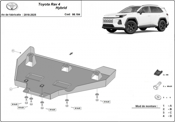 Steel differential skid plate for Toyota RAV 4 Hybrid
