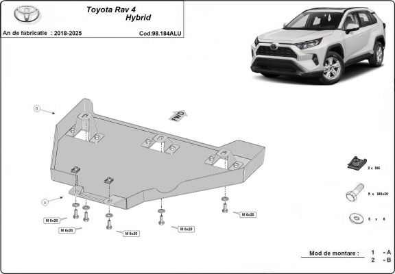 Aluminum diferential skid plate for Toyota Rav4
