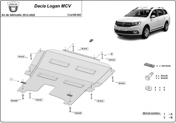 Steel skid plate for Dacia Logan MCV