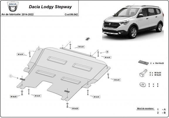 Steel skid plate for Dacia Lodgy Stepway